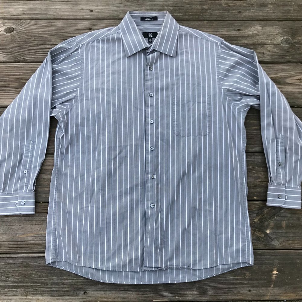 Calvin Klein Men Casual Shirt Collared Button Up L